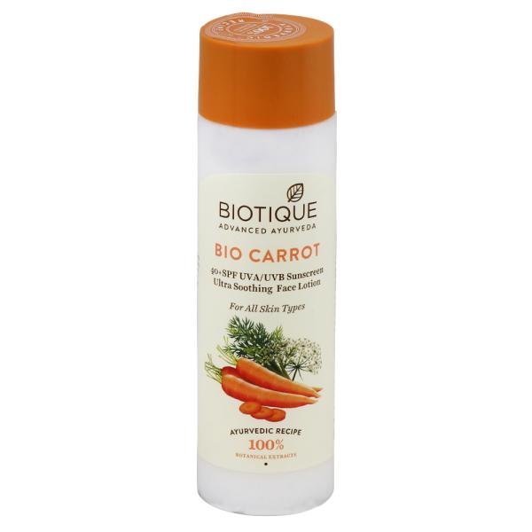 biotique bio carrot spf 40 uva uvb sunscreen ula soothing face lotion 190 ml 0 20210127