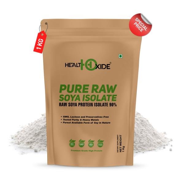 HealthOxide Pure Raw Soya Isolate 90% Protein Raw & Unflavored Powder 1kg