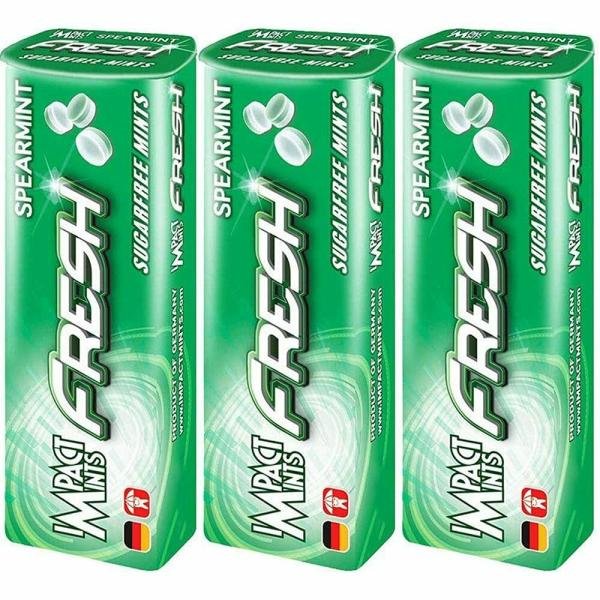 Impact Mints Sugar-free Mints Spearmint Flavor ( Pack of 3) 25g each, for Everlasting & Pleasant Breath, Product of Germany, Pocket-Friendly Mints in Classic Tin Packaging