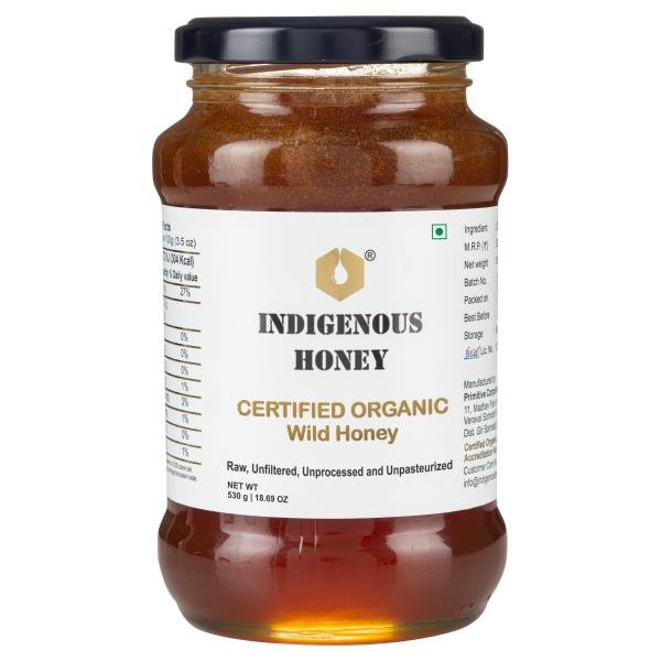 INDIGENOUS HONEY Raw Organic Honey NMR Tested Organic Certified Pure Natural Honey – 530 g