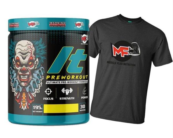 Muscle Flex Nutrition Hardcore Pre-Workout Gym Supplement with Free T-Shirt 195 g (Pack of 2)(Cola)