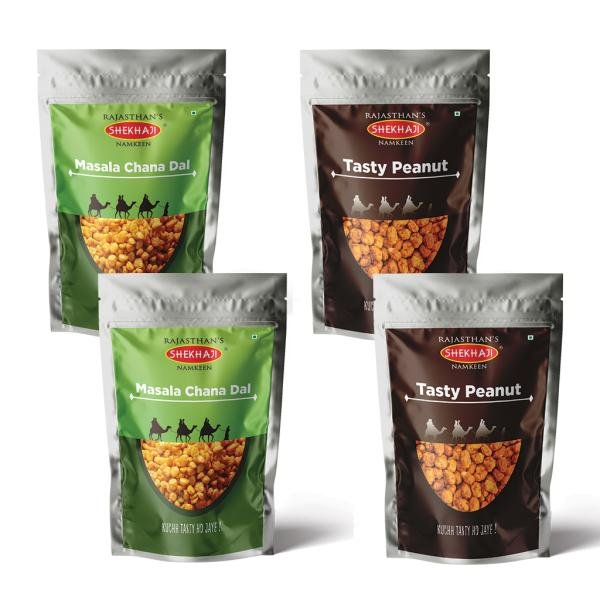 Shikaji Chana Dal and Tasty peanut (Pack of 4-200gm each) | No Preservatives | Authentic Handmade Evening Snack from Rajasthan