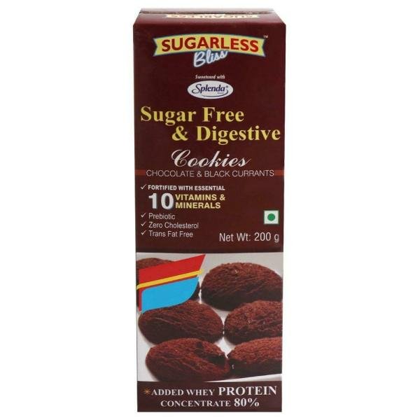 Sugarless Bliss Sugar Free Digestive Chocolate & Black Currant Cookies 200 g