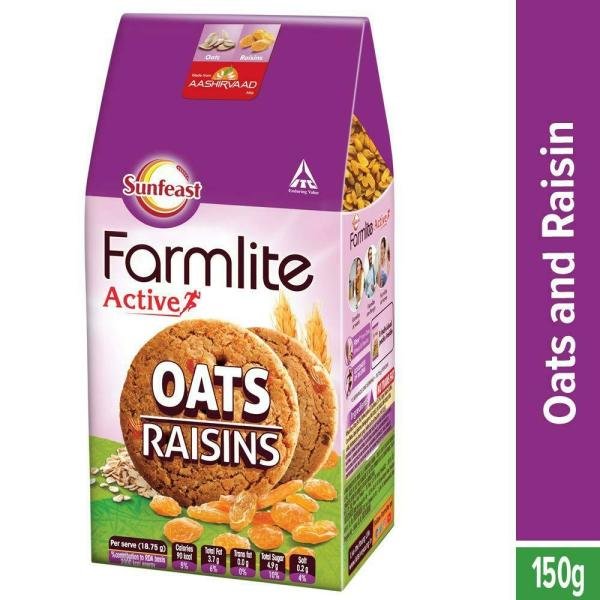 Sunfeast Farmlite Active Oats Biscuits With Raisins 150 g