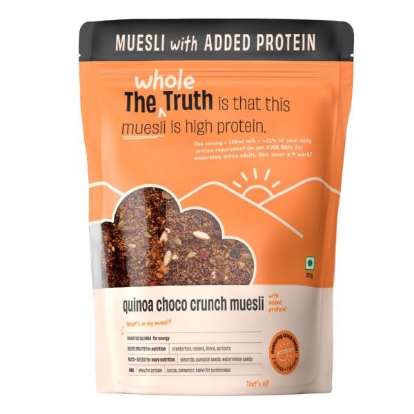 the whole truth high protein breakfast muesli quinoa choco crunch added protein 320g product images orvxrul9qvt p591123352 0 202202261041