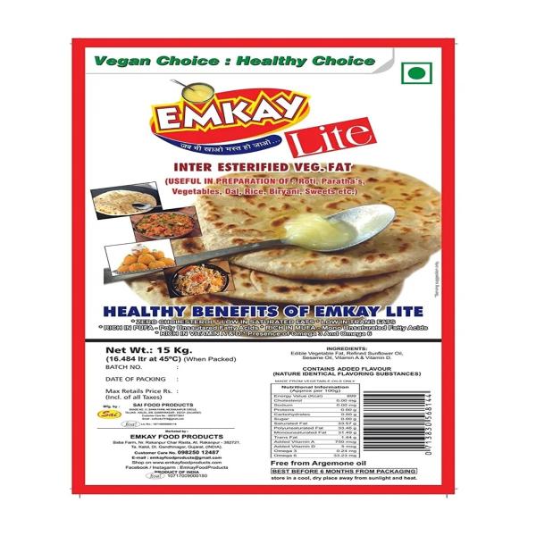 emkay lite interesterified veg fat vegan ghee 15 kg product images orvbbdrrzf4 p593789105 0 202209152057