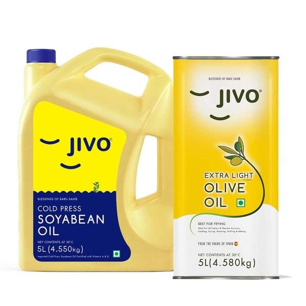 jivo cold press soyabean oil 5 ltr with jivo extra light olive oil 5 ltr product images orv3nepfphc p593482092 0 202208271158