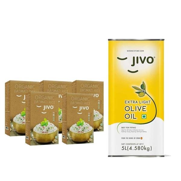 jivo extra light olive oil 5l jivo organic long grain basmati rice 1 kg pack of 5 product images orvxgl2z6af p593790411 0 202209152127