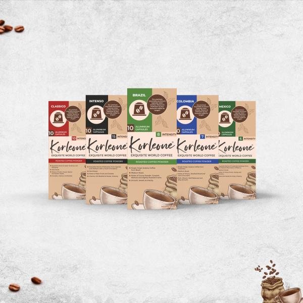 korleone exquisite world coffee combo pack of 5 brazil mexico colombia intenso classico flavour instant roasted coffee powder 10 aluminium capsules each product images orvqt8m326r p595512470 0 202211241413