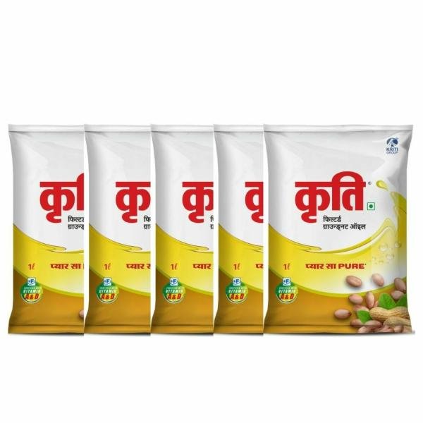 Kriti Refined GroundNut Oil – 1L Pouch (Pack of 5)