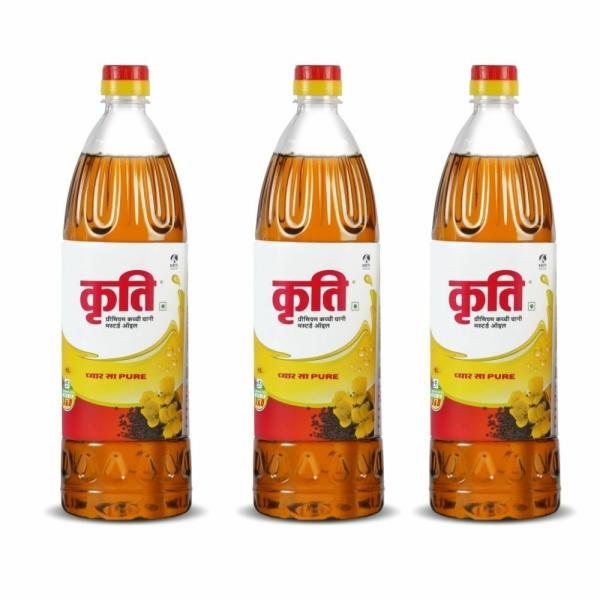 Kriti Refined Mustard Oil 1L Bottle (Pack of 3)