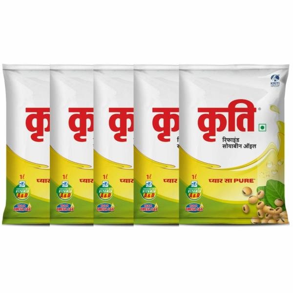 Kriti Refined Soybean Oil – 1L Pouch (Pack of 5)