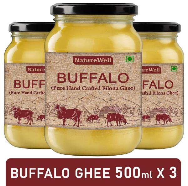 Indogold Desi Buffalo Ghee |Made Traditionally from Curd |Pure Buffalo Ghee for Better Digestion and Immunity | 500ml Jar Pack