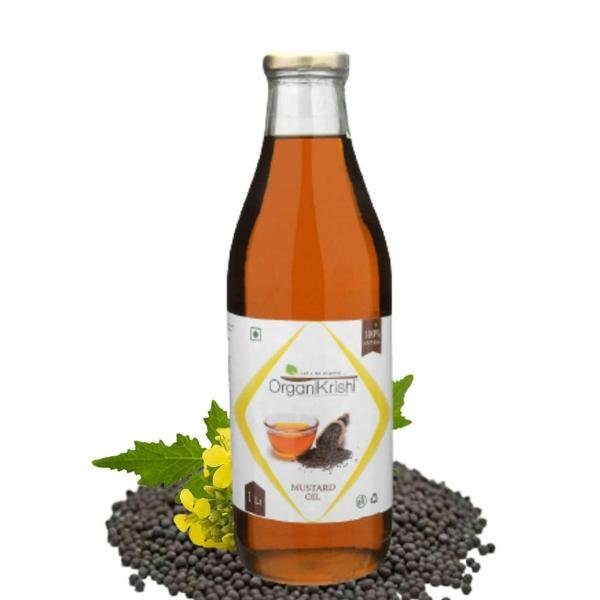 organikrishi premium cold pressed mustard oil in glass bottle natural pure organic krishi natural farming product 1l product images orvymxblfup p597677780 0 202301181633