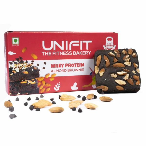 unifit brownie with almond toppings source of protein high fiber sugar added brownie cake 300g product images orv6givdy7m p594261651 0 202210041218