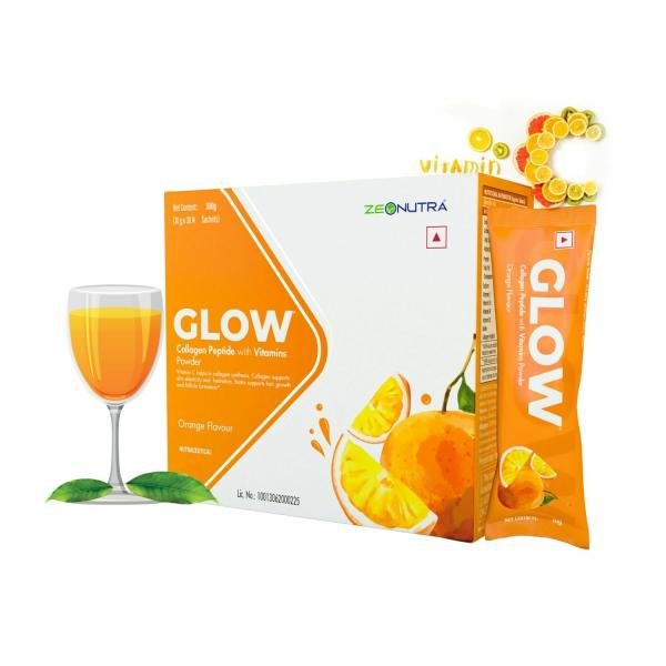 zeonutra glow anti ageing marine collagen powder for men women with vitamin c biotin for healthy glowing skin thick shiny hair and strong nails orange flavour 30 sachets of 10gm serving product images orvyr9c2ncl p594832919 0 202210271739